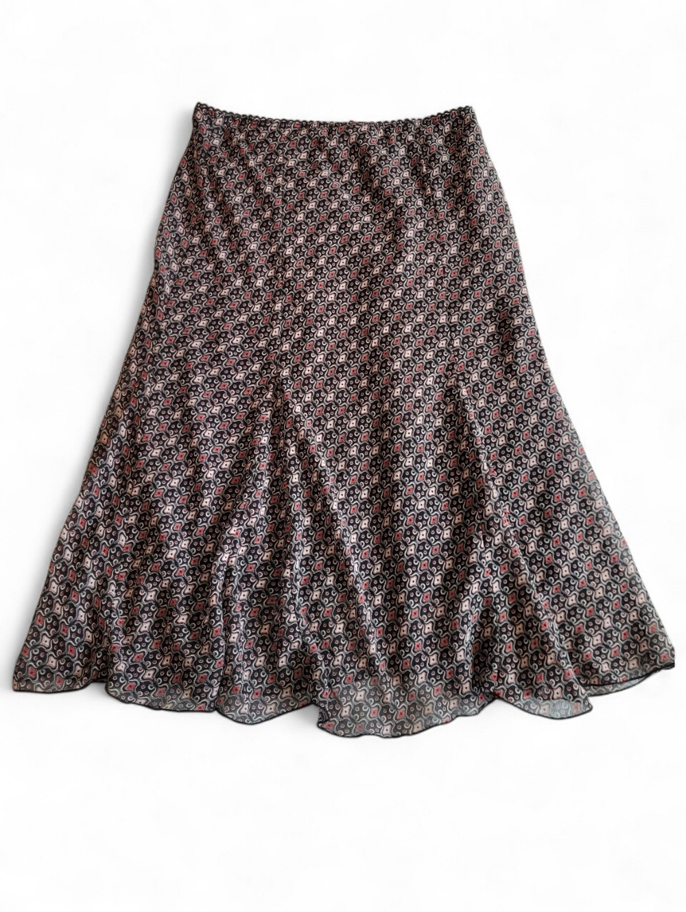 Vintage 90s Jessica Flared Midi Skirt Sheer Geometric Whimsigoth 8